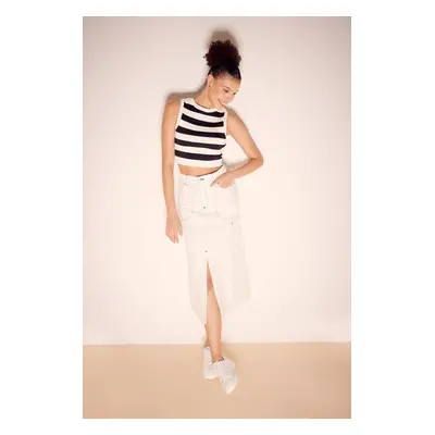 DEFACTO Coool Cargo Fit Poplin Midi 100% Cotton Skirt