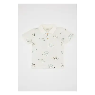 DEFACTO Baby Boy Animal Patterned Pique Short Sleeve Polo T-Shirt