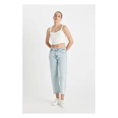 DEFACTO Straight Fit Normal Waist Ankle Length Jean Washed Trousers