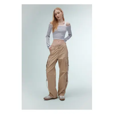 DEFACTO Cool Wide Leg Wide Leg Pants Gabardine Fabric Cargo Pocket Plain Basic