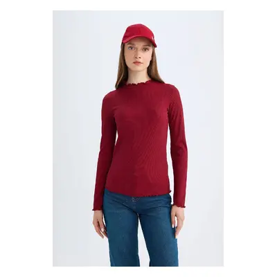 DEFACTO Half Turtleneck Ribbed Camisole Basic Plain Long Sleeve T-Shirt Tunic