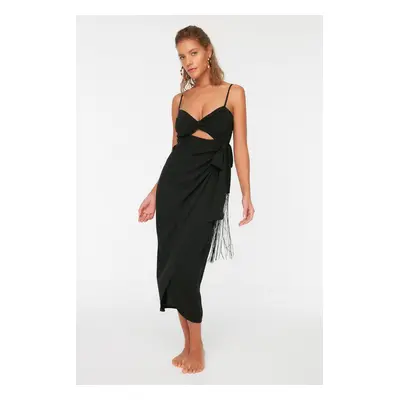 Trendyol Black Cut-Out Detailed Tasseled Beach Dress