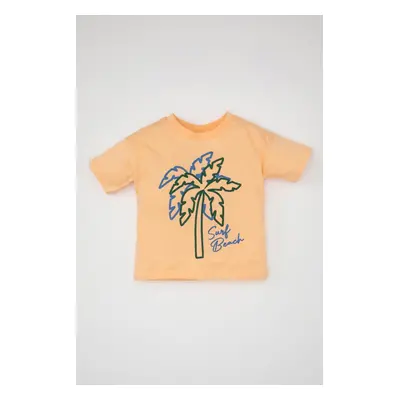 DEFACTO Baby Boy Crew Neck Palm Printed Short Sleeve T-Shirt