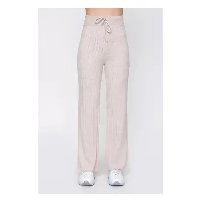 54226 Dewberry Ribbed Knitwear Trousers-BEIGE