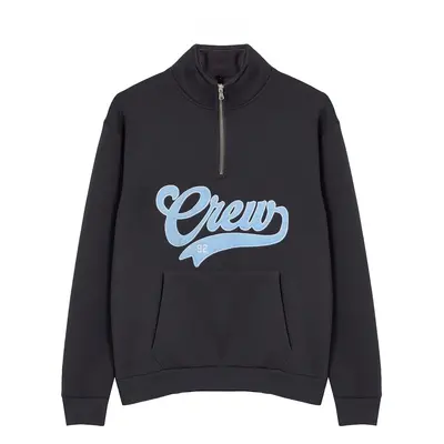 Trendyol Grey Stand Collar Oversize/Wide Cut Stand Collar Zippered Text Embroidered Sweatshirt