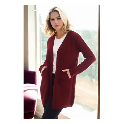 99224 Dewberry Kangaroo Pocket Knitwear Cardigan-BORDEAUX