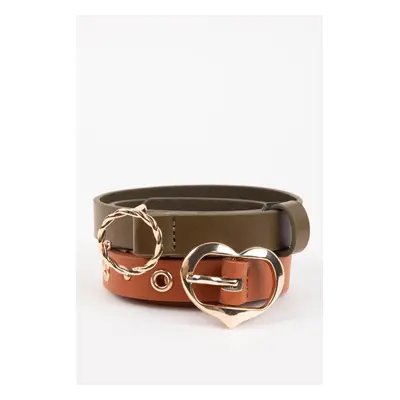 DEFACTO Women's Faux Leather Classic Belt