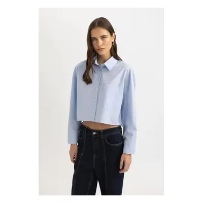 DEFACTO Crop Oxford Long Sleeve Shirt