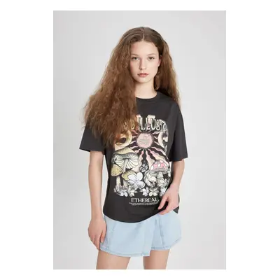 DEFACTO Loose Fit Crew Neck Printed Short Sleeve T-Shirt