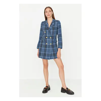 Trendyol Navy Blue Woven Button Detailed Jacket Dress