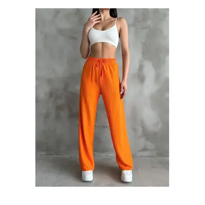 35109 Dewberry Elastic Waist Women Pants-ORANGE