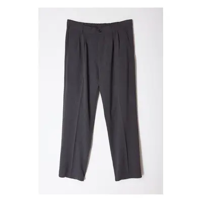 Trendyol Anthracite Pleated Classic Baggy Fit Fabric Trousers