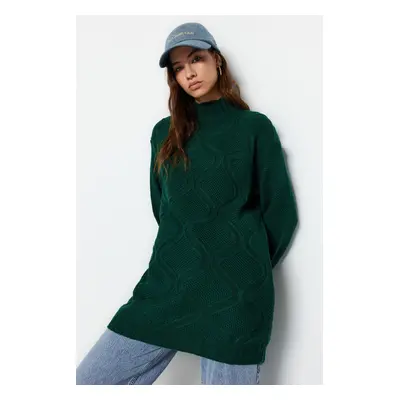 Trendyol Dark Green Openwork Knit Patterned Knitwear Sweater