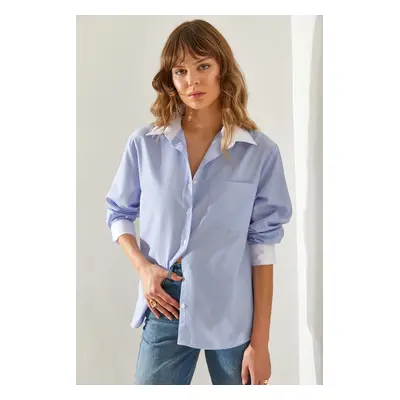 Bianco Lucci Women's Back Garni Detail Boyfriend Shirt