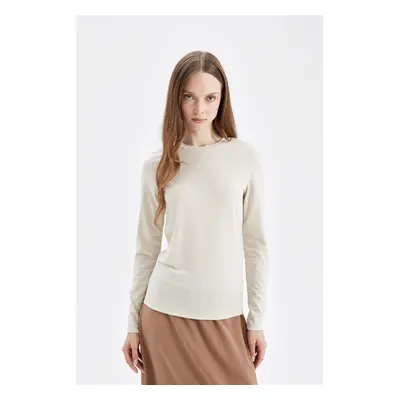 DEFACTO Crew Neck Long Sleeve Basic Plain T-Shirt Tunic