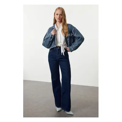 Trendyol Dark Blue High Waist Wide Leg Jeans