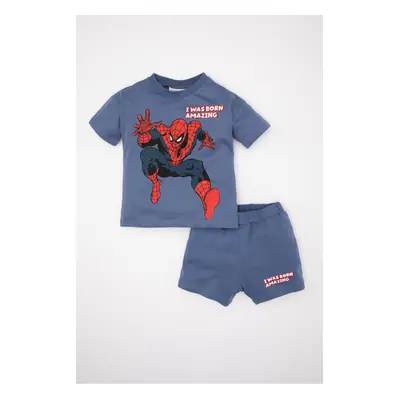 DEFACTO Baby Boy 2-Piece Set Marvel Comics Short Sleeve T-Shirt Top Elastic Waist Shorts Bottom