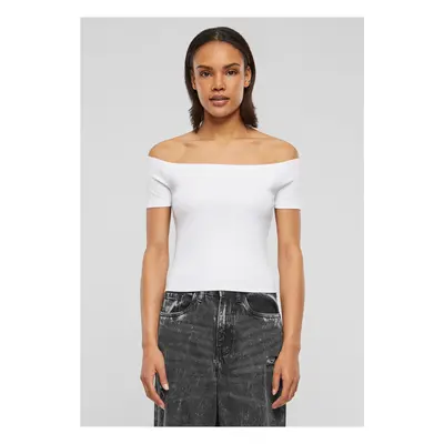 Dámské tričko Organic Off Shoulder Rib - bílé