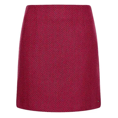 Tommy Hilfiger Skirt - WOOL BLEND HERRINGB SHORT SKIRT burgundy