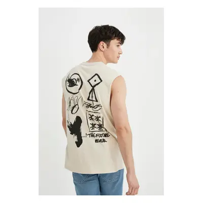 DEFACTO Boxy Fit Printed Crew Neck Undershirt