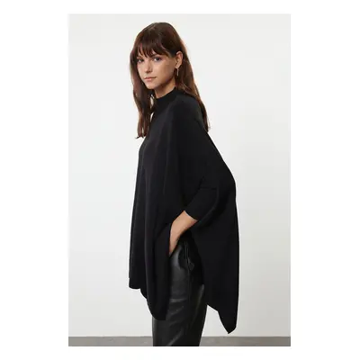 Trendyol Black Wide Neck Stand Collar Knitwear Sweater