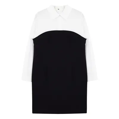 Trendyol Curve Black-White Bodycone Strapless Finike Mini Shirt Dress