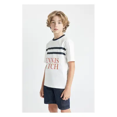 DEFACTO Boy's Oversize Fit Crew Neck Printed Short Sleeve T-Shirt