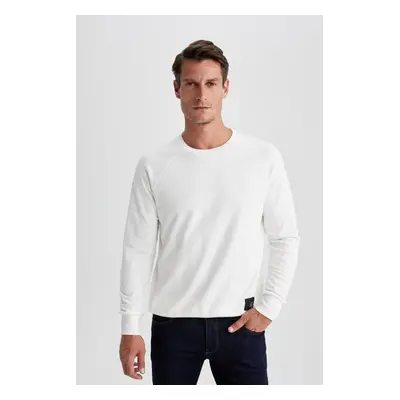 DEFACTO Regular Fit Crew Neck Woven Label Basic Plain Sweatshirt