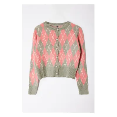 Trendyol Green Boucle Jacket-Looking Knitwear Cardigan