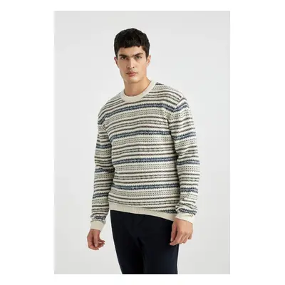 DEFACTO Standard Fit Regular Cut Crew Neck Patterned Knitwear Sweater