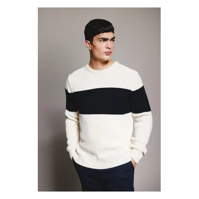 DEFACTO Standard Fit Regular Cut Striped Crew Neck Knitwear Sweater