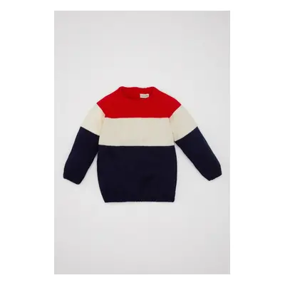 DEFACTO Baby Boy Crew Neck Color Block Knitwear Sweater