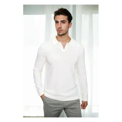 86813 Dewberry Polo Neck Long Sleeve Knitwear-EKRU