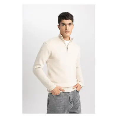 DEFACTO Standard Fit High Neck Zippered Sweater