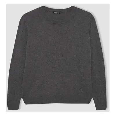 DEFACTO Regular Fit V Neck Premium Soft Wool Textured Knitwear Sweater