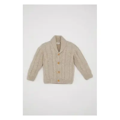 DEFACTO Baby Boy Knitwear Shawl Collar Basic Buttoned Cardigan