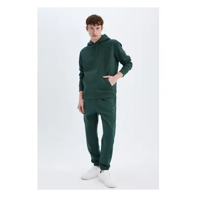 DEFACTO Men's Green Regular Fit Regular Cut Pocketed Waist Tie Elastic Leg Sweatpants