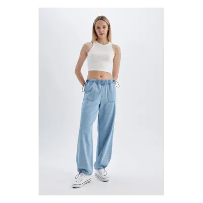 DEFACTO Parachute Cargo High Waist Long Soft Jean Pants