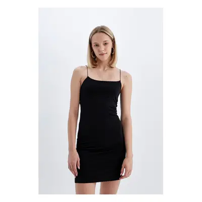 DEFACTO Fitted Strappy Jersey Stretch Knit Mini Dress