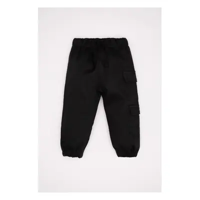 DEFACTO Baby Boy Cargo Pocket Elastic Waist and Leg Black Jogger Gabardine Pants