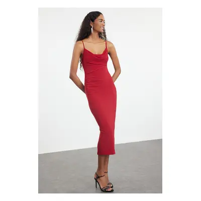 Trendyol Red Body-Sit Cowl Collar Woven Dress