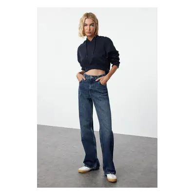 Trendyol Dark Blue Premium More Sustainable Normal Waist Wide Leg Jeans