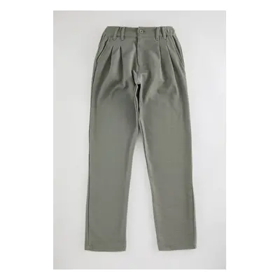 Trendyol Khaki Carrot Cut Knitted Comfortable Flexible Trousers