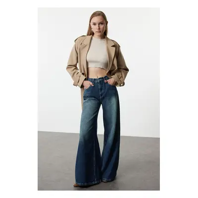 Trendyol Dark Blue High Waist Extra Wide Leg Palazzo Jeans