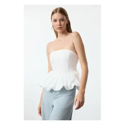 Trendyol Ecru Strapless Balloon Woven Blouse