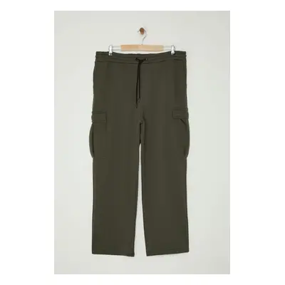 Trendyol Khaki Plus Size Wide Leg/Wide Cut Cargo Pocket Sweatpants