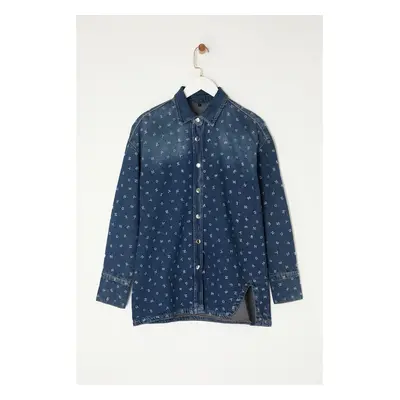 Trendyol Limited Edition Blue Jewelled Oversize Denim Jacket