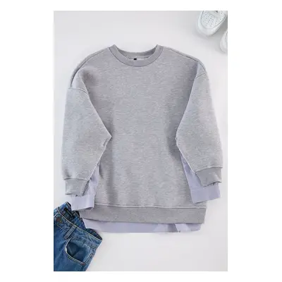 Trendyol Curve Grey Oversize Shirt-Removable Knitted Sweatshirt