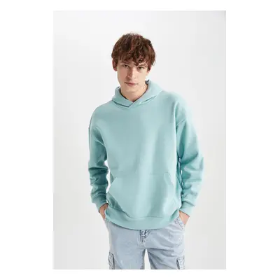 DEFACTO Oversize Fit Hooded Kangaroo Pocket Soft Fluffy Inner Sweatshirt