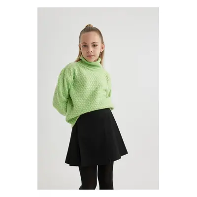 DEFACTO Girl Oversize Wide Pattern Turtleneck Knitwear Sweater B1729a823wn